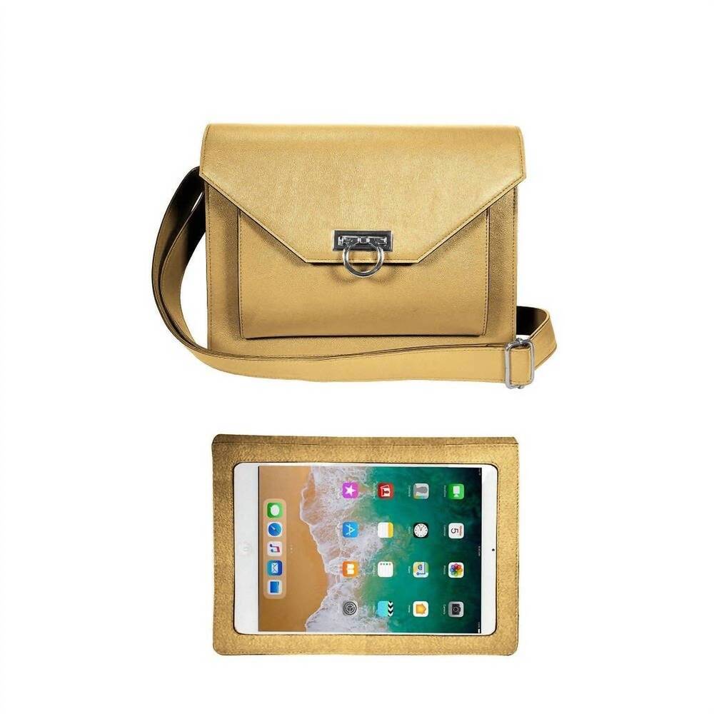 NEW SAVE THE GIRLS women's tablet messenger bag in dijon